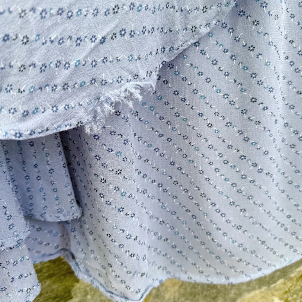 Ganni Blue Ditsy Floral Chiffon Knee Length Skirt